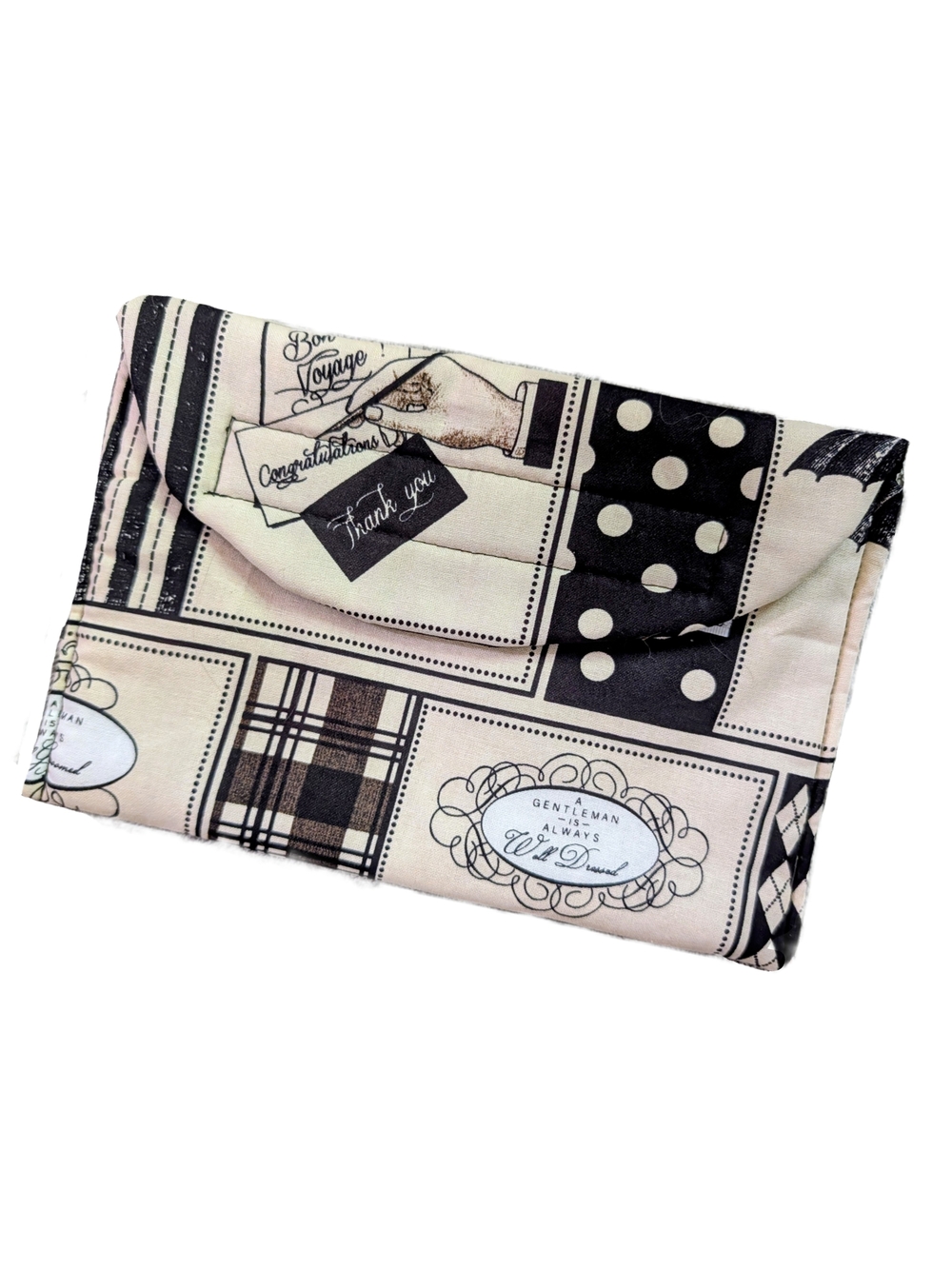 Gentleman Always Black & Cream Decorative Quilted Pillow Cover